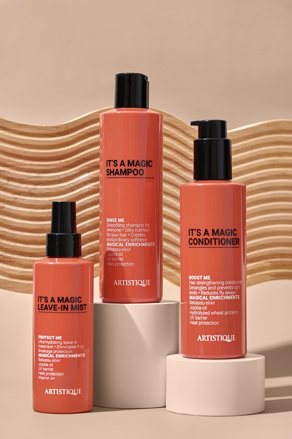 Artistique It's a Magic product shoot - natural tones and ingredient-focused haircare photography by Studio Taupe
